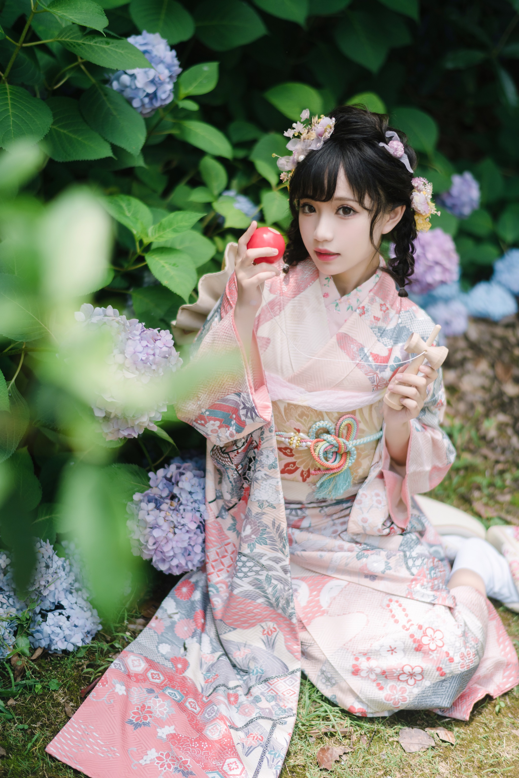 图片[1]-花柒Hana – NO.009 绣球花和服写真[18P]-XikXak